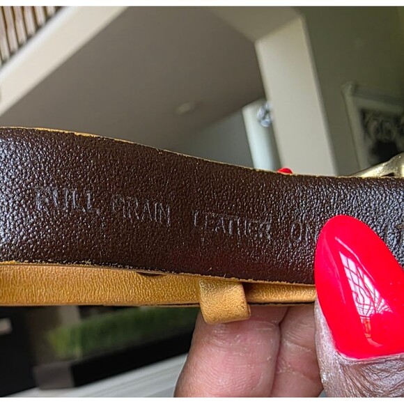 Vintage H Leather Gold Bubble Buckle Tan Belt Capsule Logo “H” Sz 8 main image 9